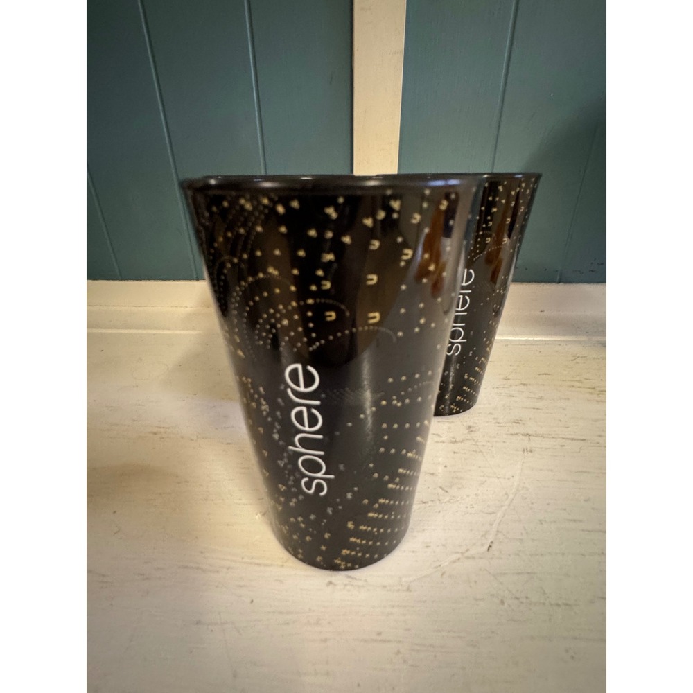 3 The Sphere Las Vegas Collectible Souvenir Cup Drink Plastic 16oz Black Gold